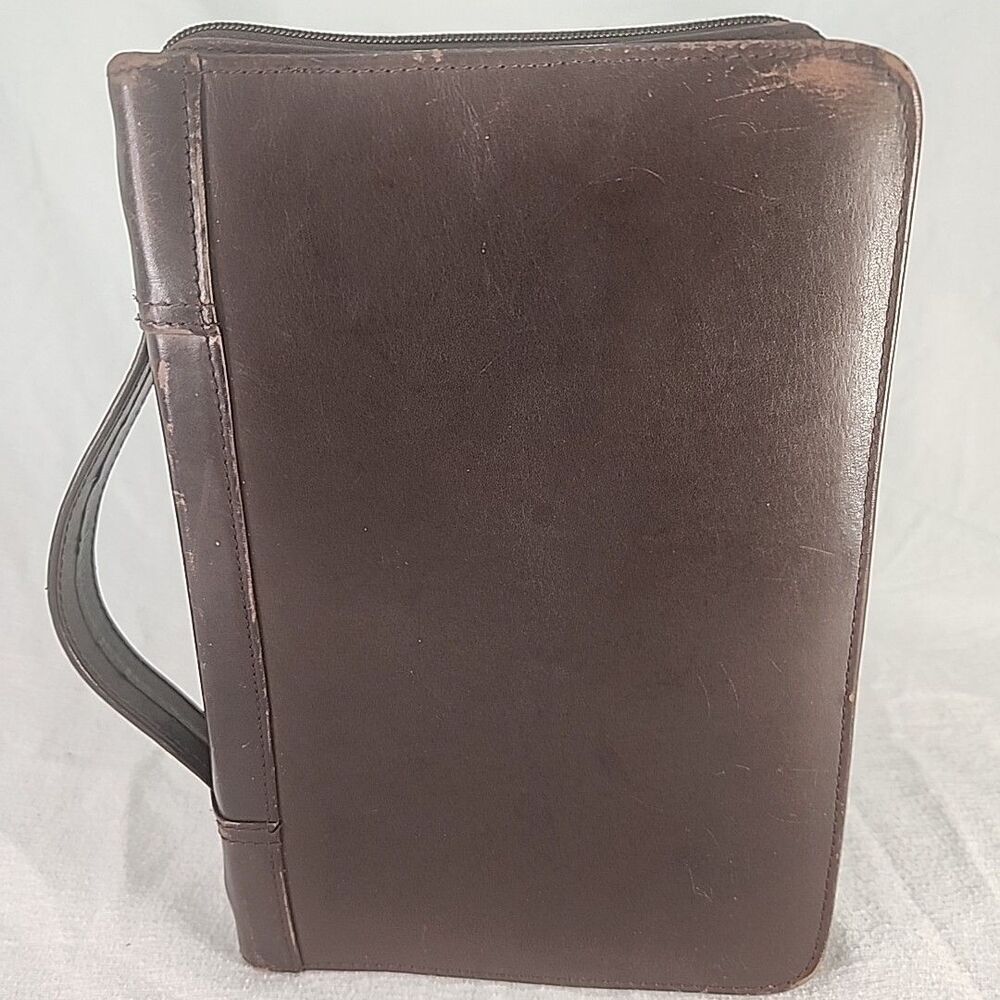 Planner Wilsons The Leather Experts Brown 3 Ring Binder Organizer 7"X9.5" VNTG